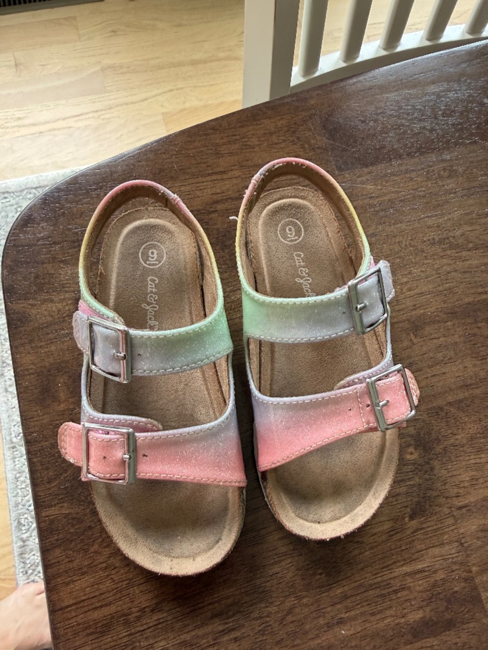 Cat & Jack Rainbow Sandals Toddler Girls Size 9